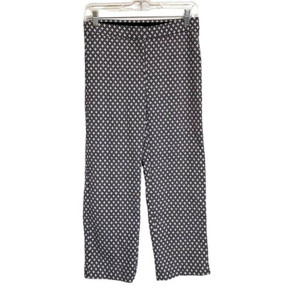 J. Jill Women's Black Pink‎ Daisy Geo Print Crop Pants - 2 EUC